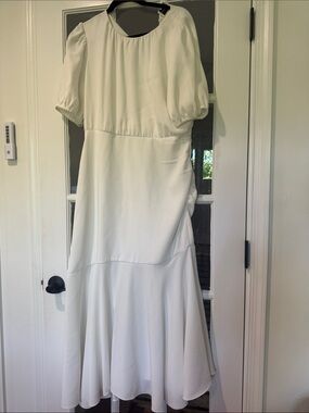 Sachin + Babi White Midi Dress with Puff Sleeves